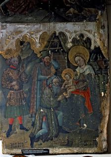 Epiphany table of the altarpiece of the Virgin, tempera on wood from the Old Cathedral of Lle…