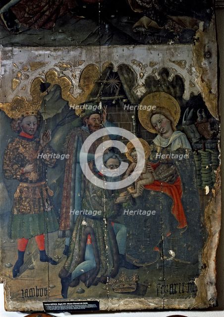  'Epiphany', table of the altarpiece of the Virgin, tempera on wood from the Old Cathedral of Lle…