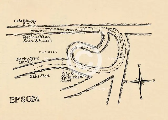 Epsom Race Course, 1940. Artist: Unknown