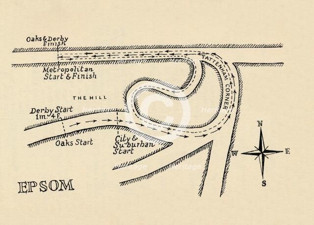 Epsom Race Course, 1940. Artist: Unknown