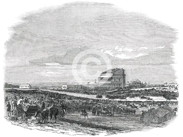 Epsom - the Race for "The Derby Stakes", 1850. Creator: Unknown.