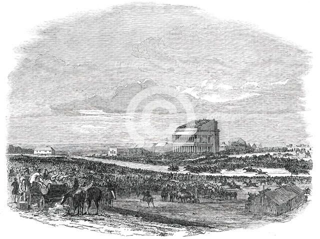 Epsom - the Race for "The Derby Stakes", 1850. Creator: Unknown.