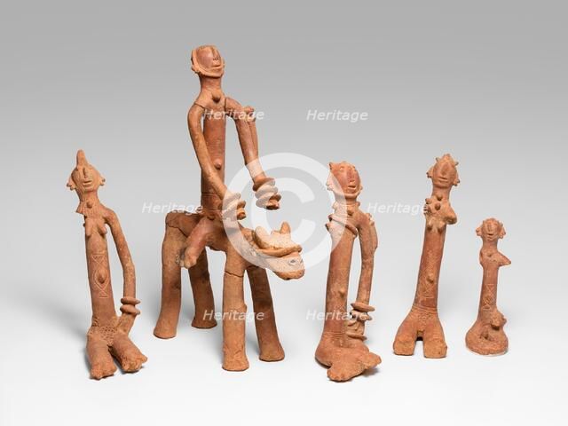 Equestrian and Four Figures, Mali, Probably late 12th/15th century. Creator: Unknown.