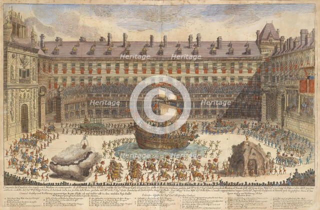 Equestrian ballet in the courtyard of the Vienna Hofburg on the occasion of the wedding of..., 1667. Creator: Anonymous.