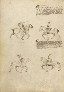 Equestrian Combat with Sword; Fior di Battaglia, about 1410. Creator: Fiore Furlan dei Liberi da Premariacco