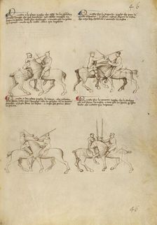 Equestrian Combat with Sword; Fior di Battaglia, about 1410. Creator: Fiore Furlan dei Liberi da Premariacco