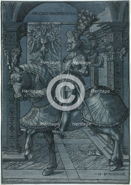 Equestrian Portrait of the Emperor Maximilian, 1508. Creator: Hans Burgkmair (German, 1473-1531).