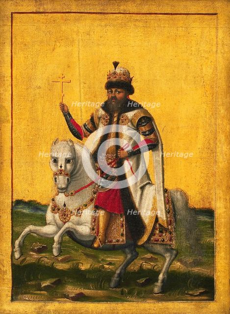 Equestrian portrait of the Tsar Michail I Fyodorovich of Russia (1596-1645), c. 1650-1660. Creator: Anonymous.