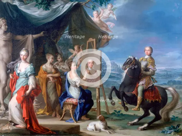 'Equestrian Portrait of a Nobleman.. as Protector of the Arts', c1699-1748. Artist: Ignaz Stern