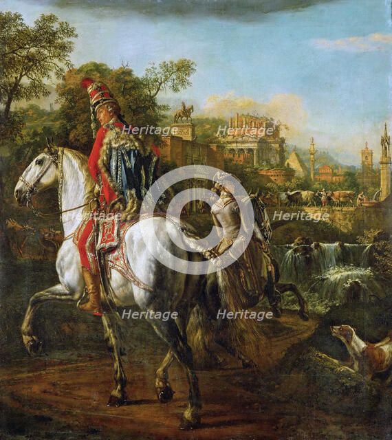 Equestrian Portrait of a Hussar Officer, 1773. Artist: Bellotto, Bernardo (1720-1780)