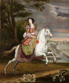 Equestrian portrait of Catherine de Neufville de Villeroy, comtesse d'Armagnac (1639-1707), 1670s. Creator: Parrocel, Joseph (1646-1704)