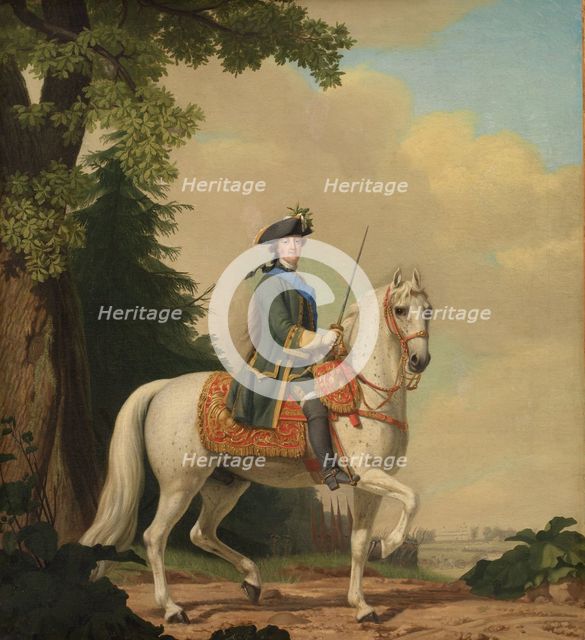 Equestrian Portrait of Catherine II (1729-1796) in Guards Uniform on her Horse Brilliant, 1782. Creator: Erichsen (Eriksen), Vigilius (1722-1782).
