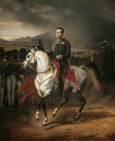 Equestrian portrait of Charles Albert (1798-1849), King of Sardinia, 1834. Creator: Vernet, Horace (1789-1863)