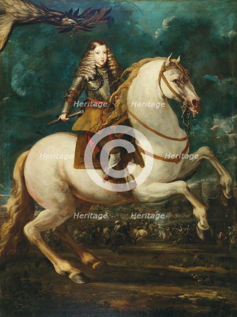 Equestrian Portrait of Charles II of Spain, 1660s. Creator: Herrera Barnuevo, Sebastian de (1619-1671).