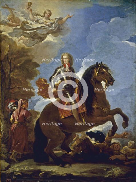 Equestrian Portrait of Charles II of Spain, before 1694. Artist: Giordano, Luca (1632-1705)