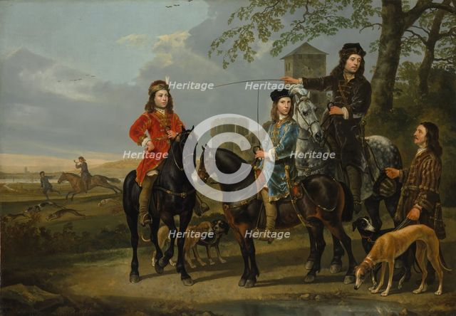 Equestrian Portrait of Cornelis (1639-1680) and Michiel Pompe van Meerdervoort..., ca. 1652-53. Creator: Aelbert Cuyp.