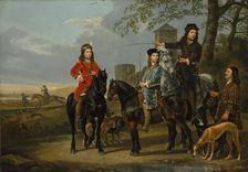 Equestrian Portrait of Cornelis (1639-1680) and Michiel Pompe van Meerdervoort..., ca. 1652-53. Creator: Aelbert Cuyp