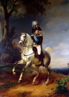 Equestrian Portrait of Emperor Alexander I (1777-1825), 1837. Creator: Franz Kruger