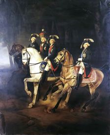 Equestrian Portrait of Emperor Paul I with his Sons and Joseph I, King of Hungary, 1848. Creator: Georg von Bothmann
