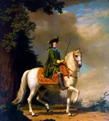 Equestrian Portrait of Empress Catherine II (1729-1796), after 1762. Creator: Erichsen, Vigilius (1722-1782)