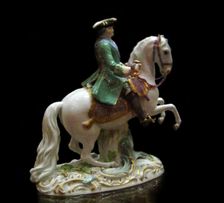 Equestrian Portrait of Empress Catherine II (1729-1796) in the Semenovsky Life-Guards Regiment Uniform, 1770. Artist: Kaendler, Johann Joachim (1706-1775)