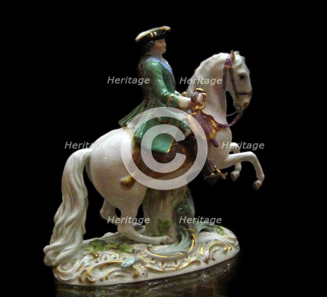 Equestrian Portrait of Empress Catherine II (1729-1796) in the Semenovsky Life-Guards Regiment Uniform, 1770. Artist: Kaendler, Johann Joachim (1706-1775)