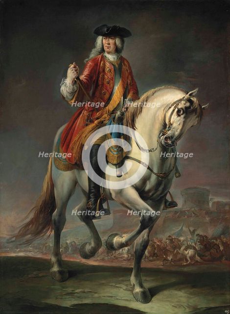 Equestrian portrait of Field Marshal Count Johann Matthias von der Schulenburg (1661-1747), 1737. Creator: Nogari, Giuseppe (1699-1763).