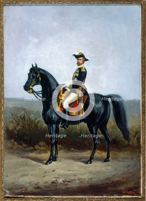Equestrian portrait of General George Ernest Boulanger, late 19th century.  Creator: John Williamson.