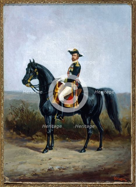Equestrian portrait of General George Ernest Boulanger, late 19th century.  Creator: John Williamson.