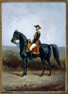 Equestrian portrait of General George Ernest Boulanger, late 19th century. Creator: John Williamson