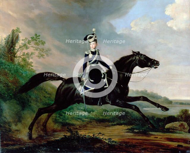 'Equestrian Portrait of Grand Prince Alexander Nikolayevich', (1818-1881), 1832.  Creator: Franz Kruger.