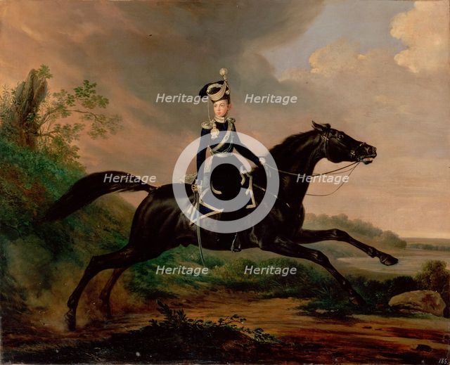 Equestrian Portrait of Grand Prince Alexander Nikolayevich, 1832. Creator: Franz Kruger.