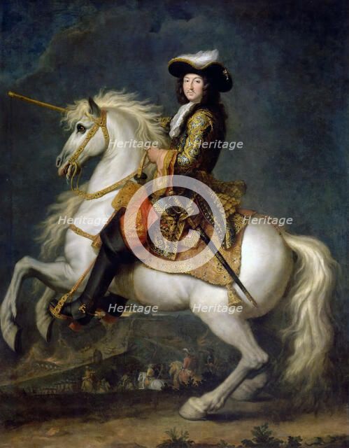 Equestrian portrait of Louis XIV (1638-1715). Artist: Houasse, René-Antoine (c. 1645-1710)