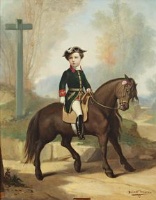 Equestrian portrait of Louis-Napoléon Bonaparte (1856-1879), Prince Imperial , 1861. Creator: Masson, Bénédict (1819-1893)