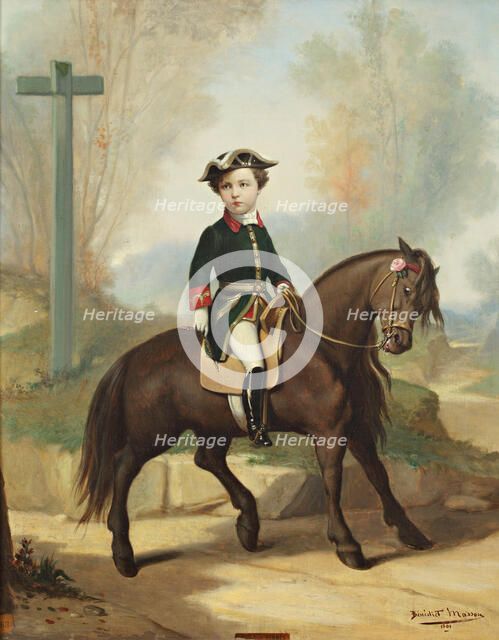 Equestrian portrait of Louis-Napoléon Bonaparte (1856-1879), Prince Imperial , 1861. Creator: Masson, Bénédict (1819-1893).