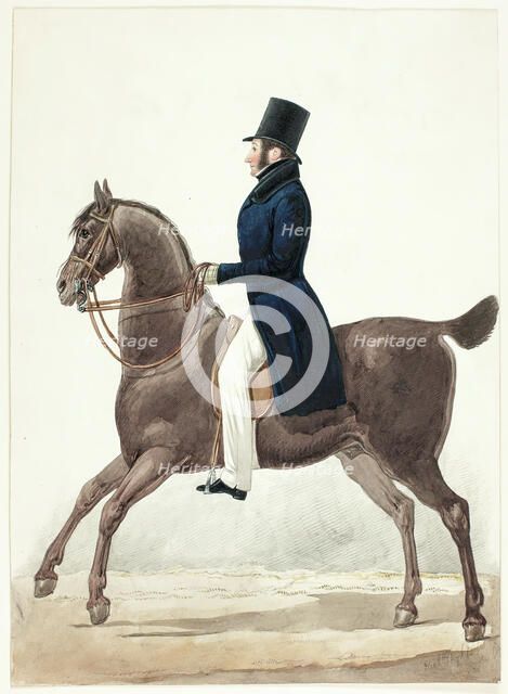 Equestrian Portrait of Man in Profile, n.d. Creator: Richard Dighton.