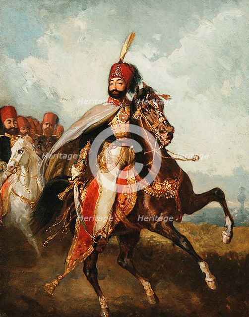 Equestrian Portrait of Mahmud II (1785-1839), Sultan of the Ottoman Empire, 1837. Creator: Schlesinger, Henry Guillaume (1814-1893).
