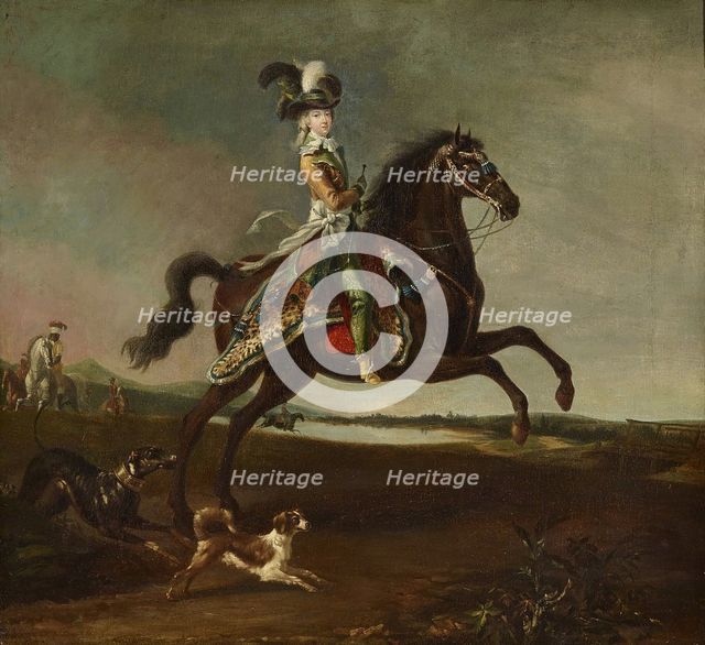 Equestrian Portrait of Marie Antoinette (1755-1793), Archduchess of Austria and Queen of..., 1783. Creator: Brun de Versoix, Louis-Auguste (1758-1815).