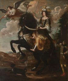 Equestrian portrait of Marie Jeanne Baptiste (1644-1724), Duchess of Savoy, c. 1670. Creator: Buffi, Giovanni Luigi (active second Half of 17th cen.)