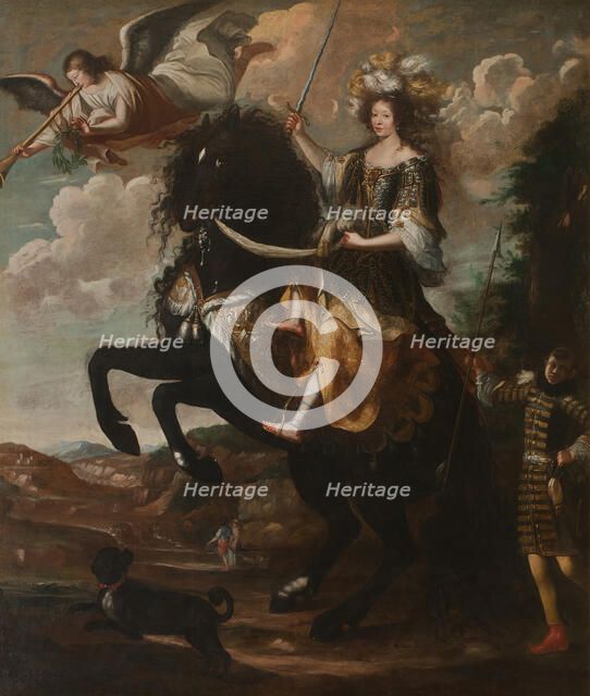 Equestrian portrait of Marie Jeanne Baptiste (1644-1724), Duchess of Savoy, c. 1670. Creator: Buffi, Giovanni Luigi (active second Half of 17th cen.).