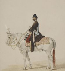 Equestrian Portrait of Naser al-Din Shah Qajar (1831-1896), 1873. Artist: Zichy, Mihály (1827-1906)