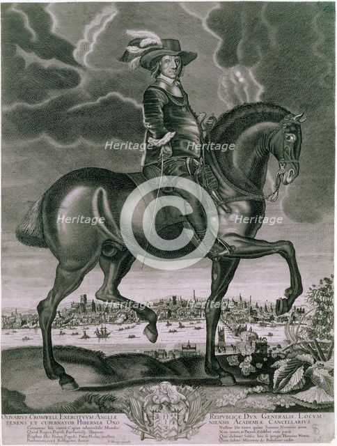 Equestrian portrait of Oliver Cromwell, c1655. Creator: Albert Haelwegh.