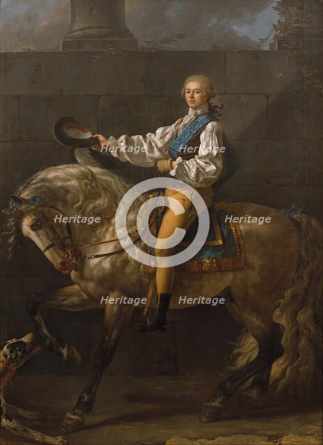 Equestrian portrait of Stanislaw Kostka Potocki (1755-1821). Artist: David, Jacques Louis (1748-1825)