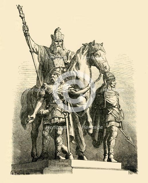 'Equestrian Statue of Charlemagne, Paris', 1890.   Creator: Unknown.