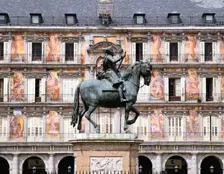 Equestrian statue of King Philip III, Plaza Mayor, Madrid, Spain. Creator: Peter Thompson