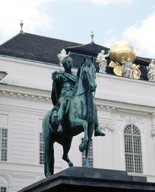 Equestrian statue of Holy Roman Emperor Joseph II, Josefsplatz, Vienna, Austria, 1994. Creator: LTL