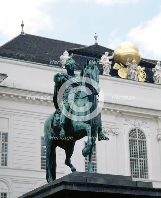 Equestrian statue of Holy Roman Emperor Joseph II, Josefsplatz, Vienna, Austria, 1994.  Creator: LTL.