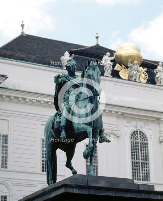Equestrian statue of Holy Roman Emperor Joseph II, Josefsplatz, Vienna, Austria, 1994.  Creator: LTL.