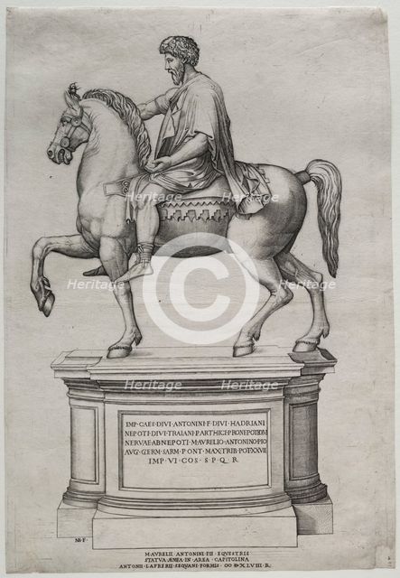 Equestrian Statue of Marcus Aurelius, 1548. Creator: Nicolas Beatrizet (French, 1515-after 1565).