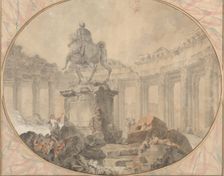 Equestrian Statue of Marcus Aurelius, 1757. Creator: Hubert Robert